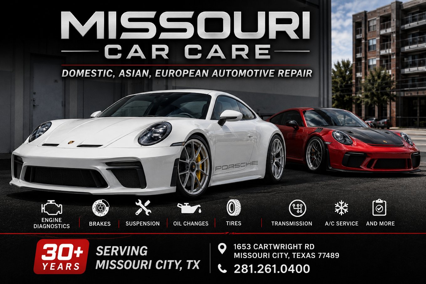 Missouri Car Care — Domestic, Asian, European automotive repair, 30+ years serving Missouri City, TX